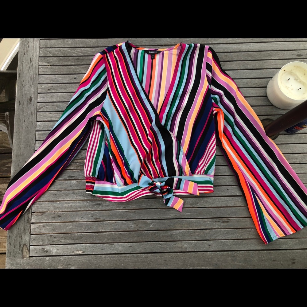 express long sleeve striped top